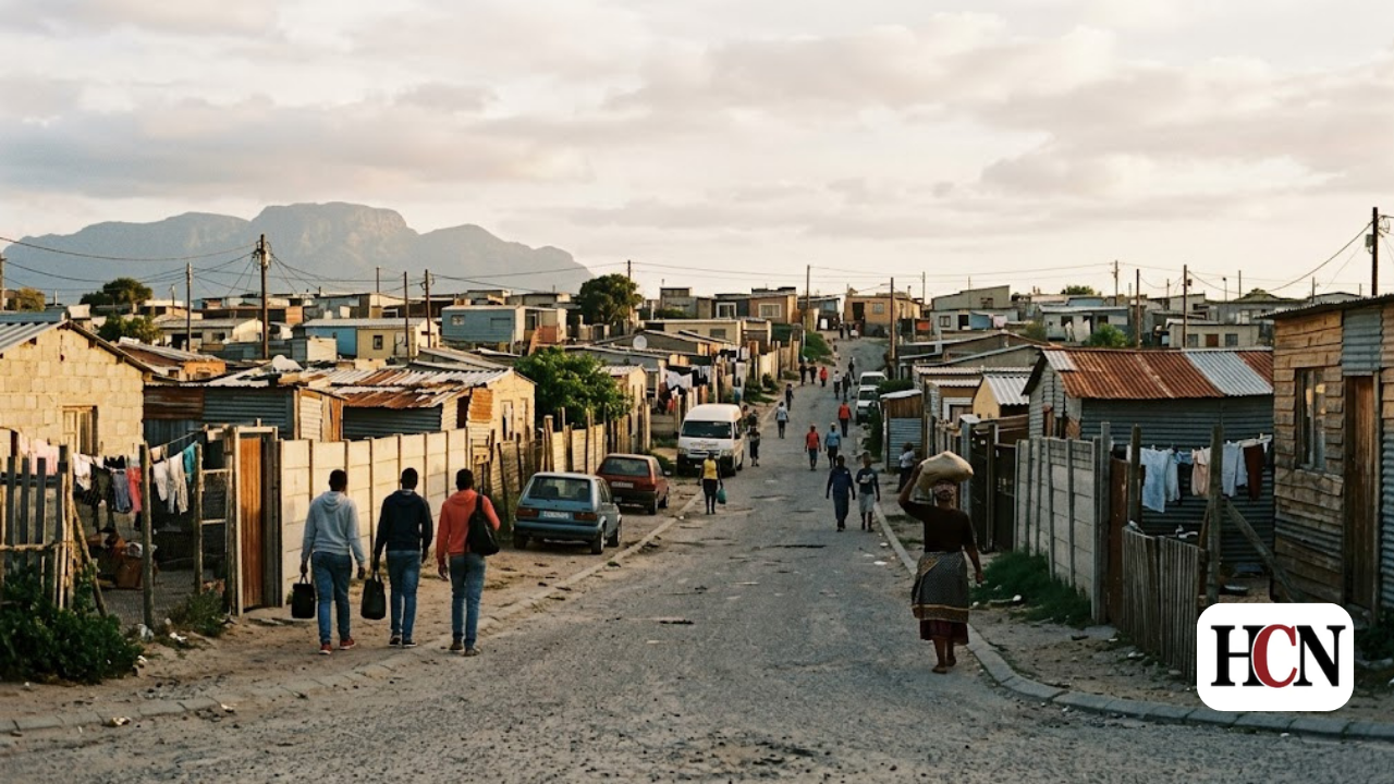 South Africa poverty rate 2026 - township community affected by economic inequality