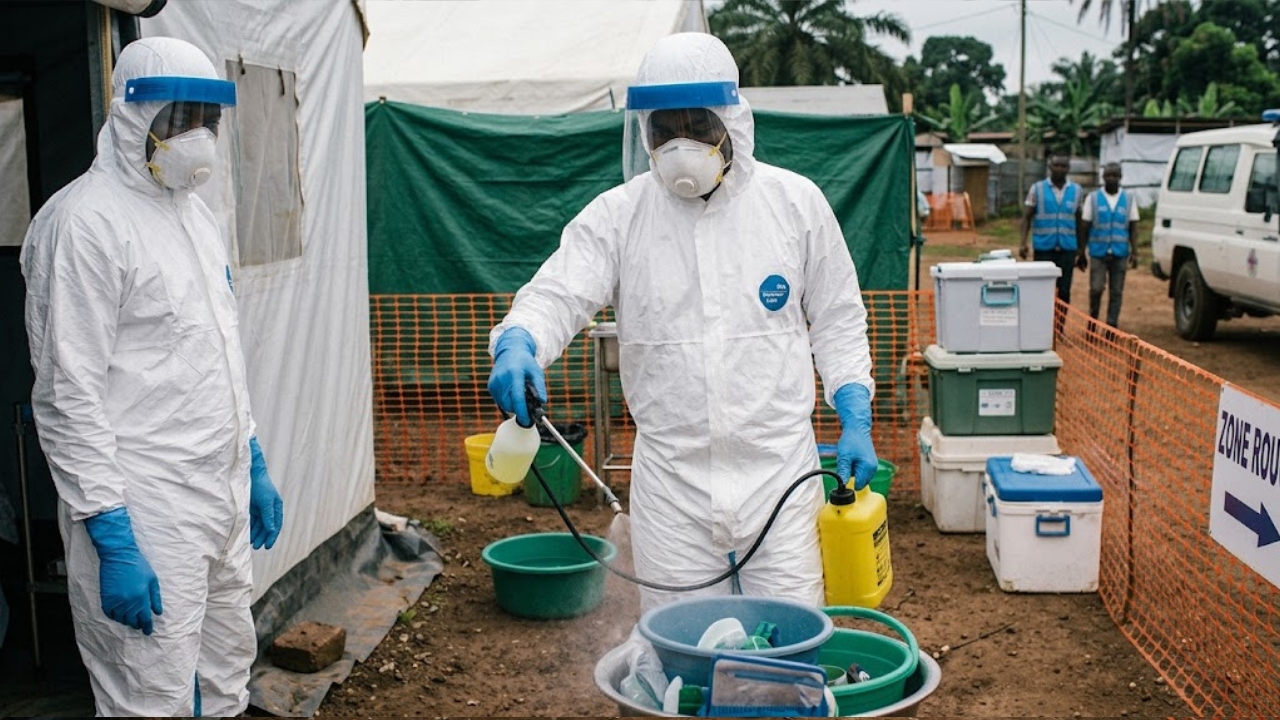 Healthcare workers respond to the DRC Ebola outbreak at a treatment centre in Ituri Province