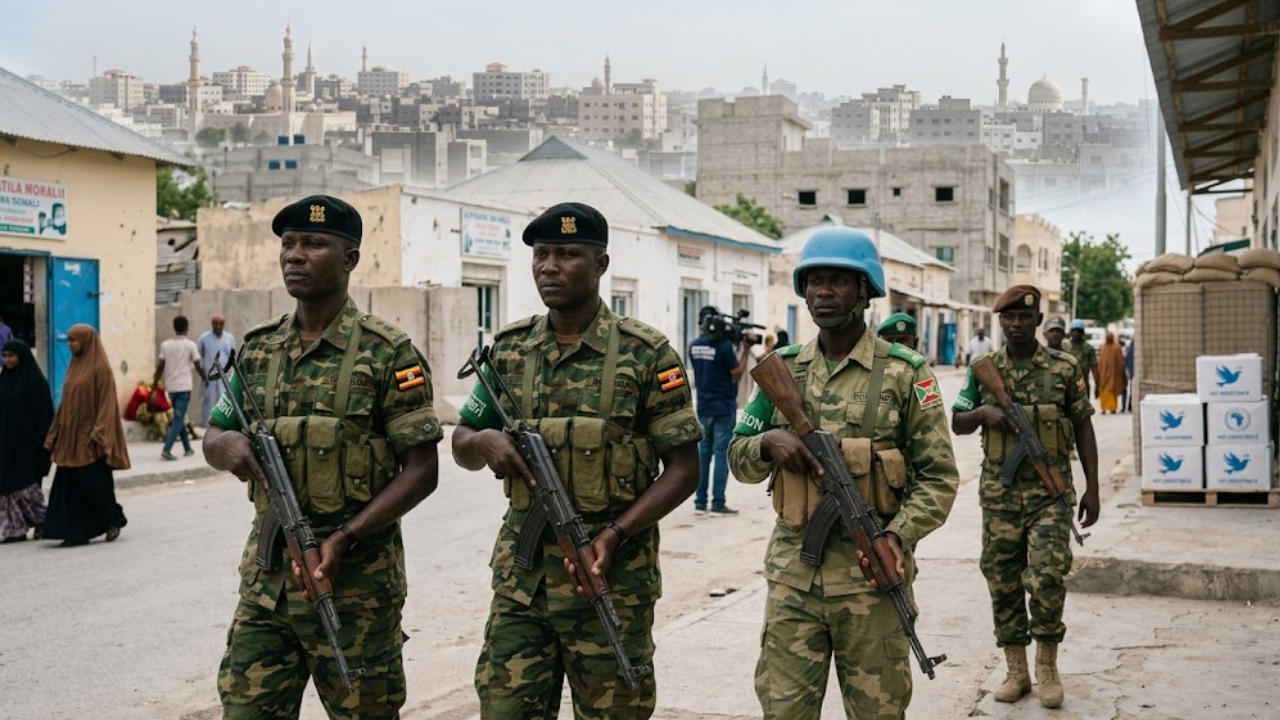 African Union peacekeeping troops, illustrating Uganda and Burundi's role in the Gaza stabilization force