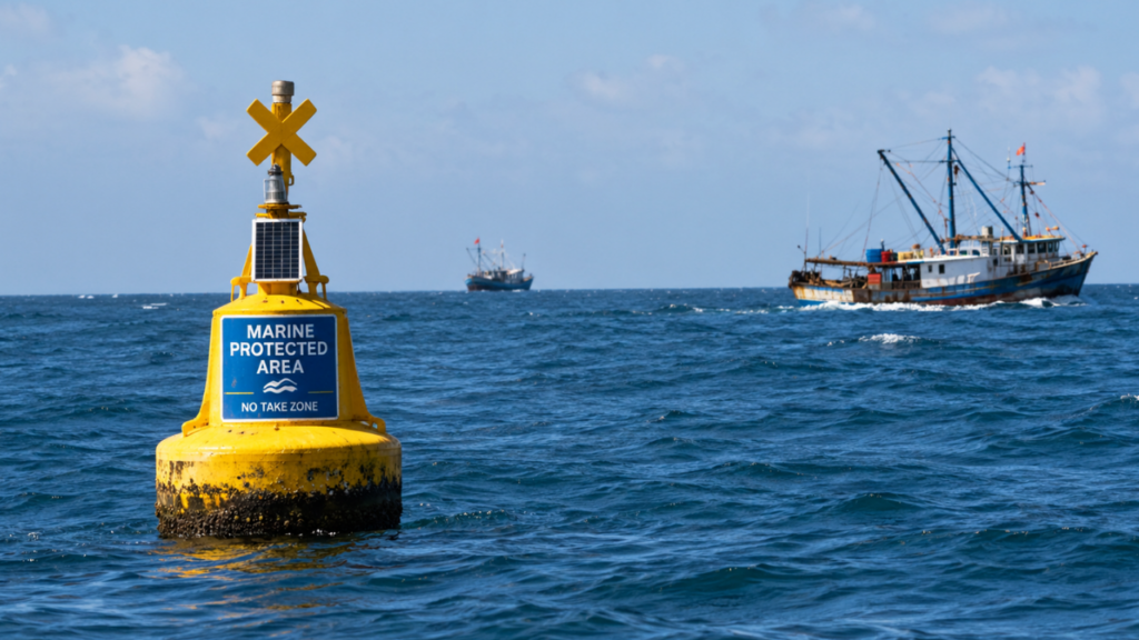 30x30 biodiversity target marine protected area marker in open ocean