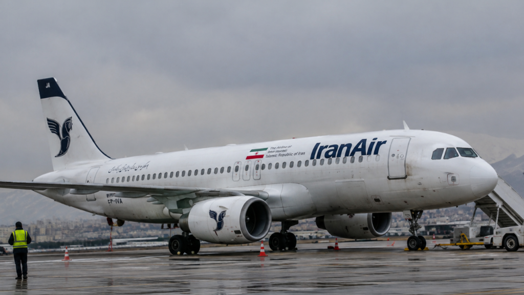 Iran airlines sanctions affecting Iran Air aircraft at airport