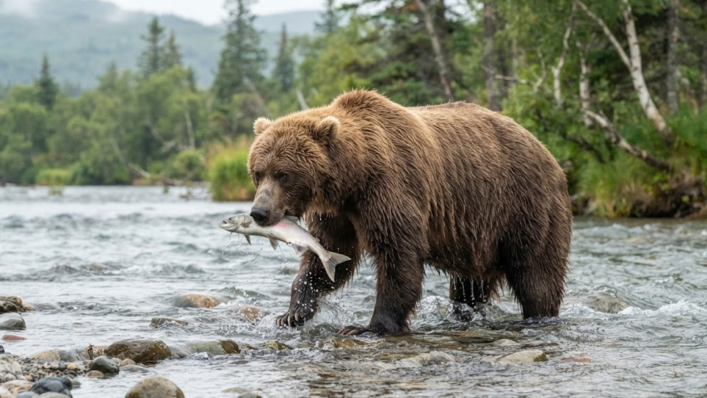 Fat Bear Week 2026 brown bear at Brooks River, Katmai National Park