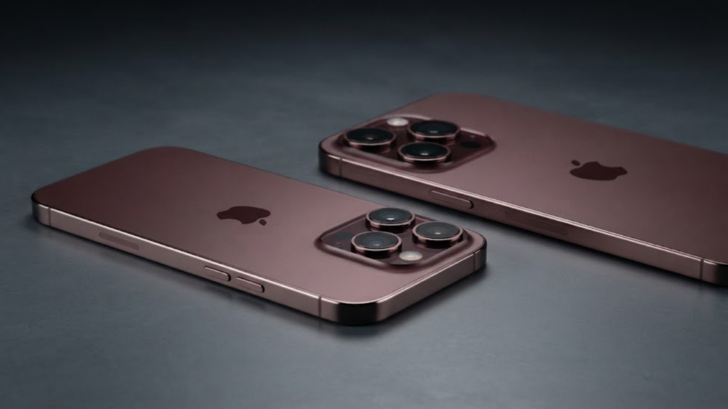 iPhone 18 Pro and iPhone 18 Pro Max with new camera system and burgundy finish.