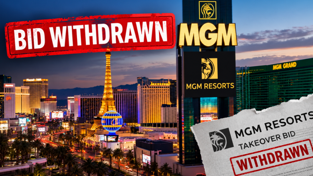 Las Vegas Strip skyline illustrating the withdrawn MGM Resorts takeover bid
