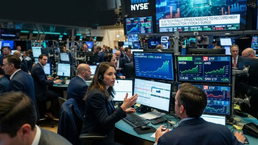 Nasdaq record high AI stocks chart