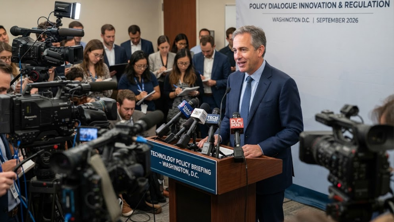 AI safety talks press briefing — OpenAI's Chris Lehane speaks to reporters in Washington.