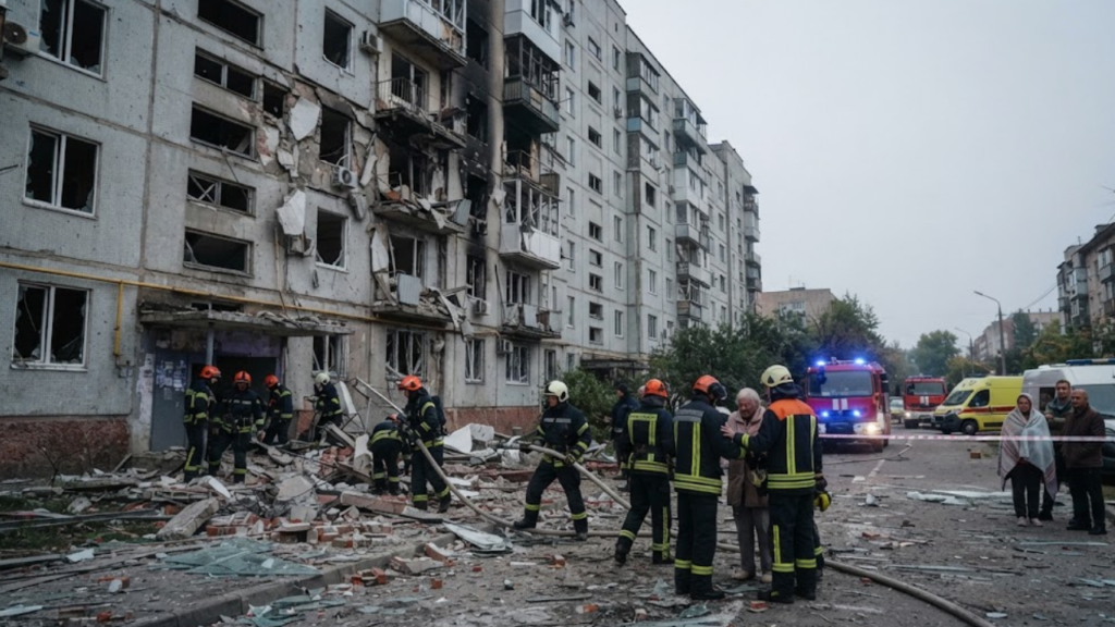 Russia Ukraine strikes damage residential building in Kyiv September 2026