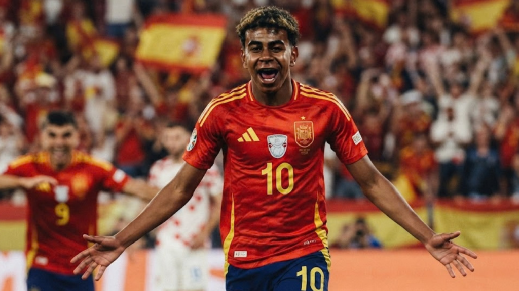 Lamine Yamal celebrates as Spain beat Croatia in Seville