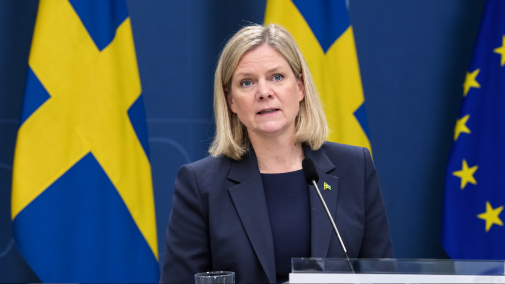 Magdalena Andersson speaking in Stockholm as Sweden's government deadlock begins