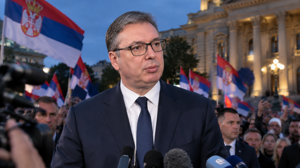 Vucic resigns as Serbia's president as supporters gather outside the presidential palace in Belgrade