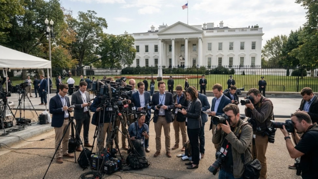White House press ban ruling: the White House seen from the north lawn