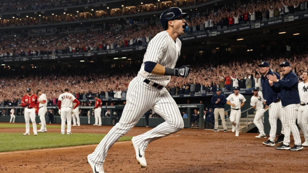 Yankees celebrate their Game 1 win over the Red Sox in the AL Wild Card Series at Yankee Stadium