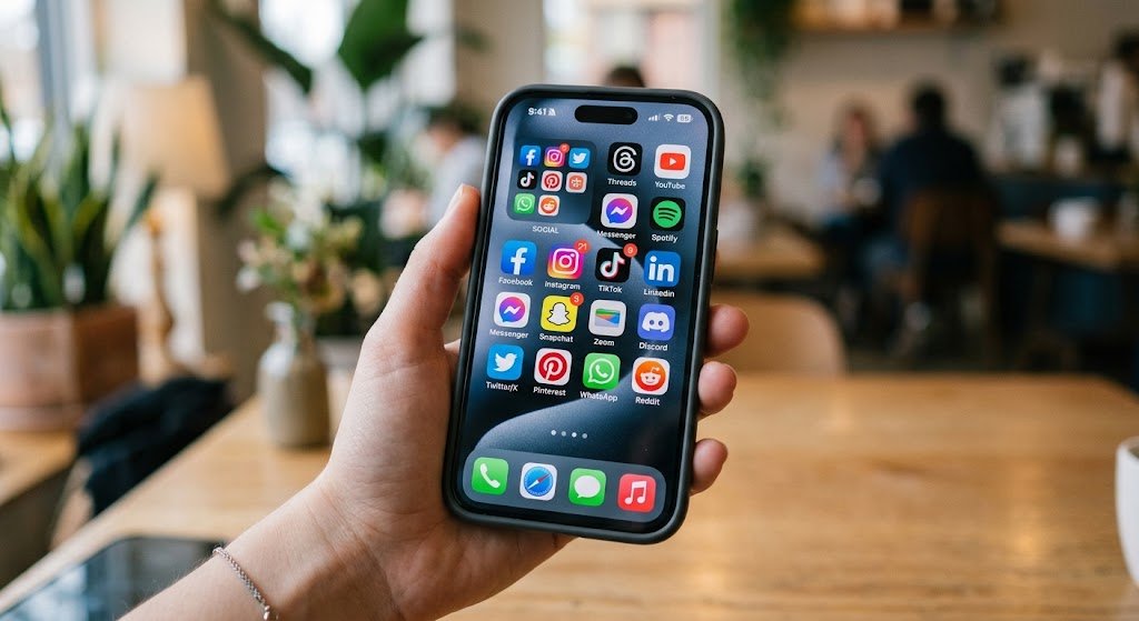 Australia algorithm opt-out law: social media apps on a smartphone screen