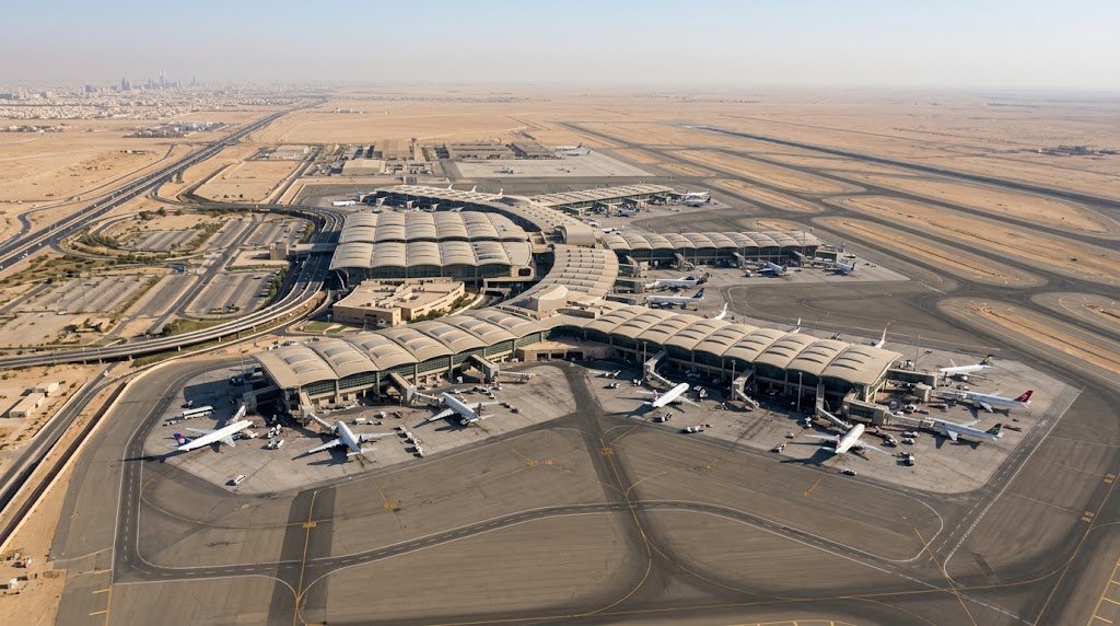King Khalid International Airport terminal in Riyadh, Saudi Arabia, illustrating Canada's airport travel warning.