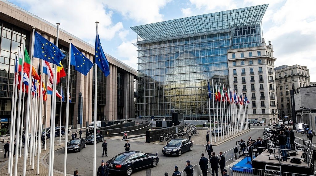European Council building in Brussels during the October 2026 EU summit on the budget