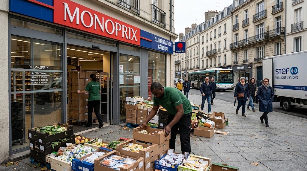 French supermarket cyberattack: refrigerated food aisle in a supermarket