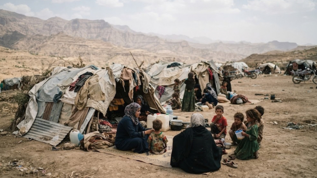 Houthi offensive in Yemen: displaced families in Taiz governorate