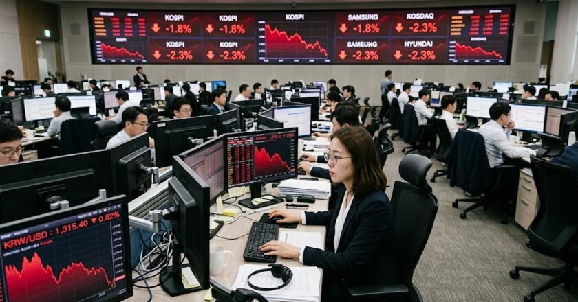 Kospi Halts Trading After Chip Stocks Plunge, With Samsung and SK Hynix Down About 10%