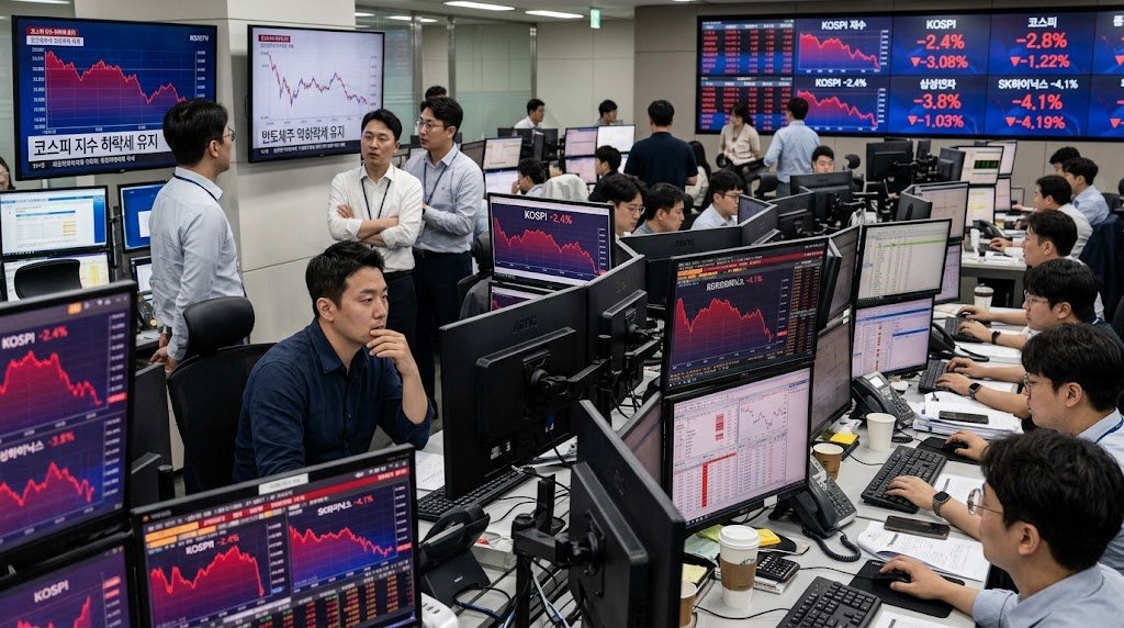 Kospi falls 5.5% chart illustration of the South Korea chip stock selloff