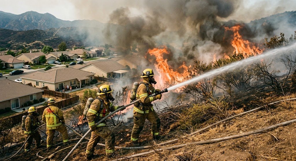 Norte Fire evacuations: firefighters battle flames near homes in San Juan Capistrano