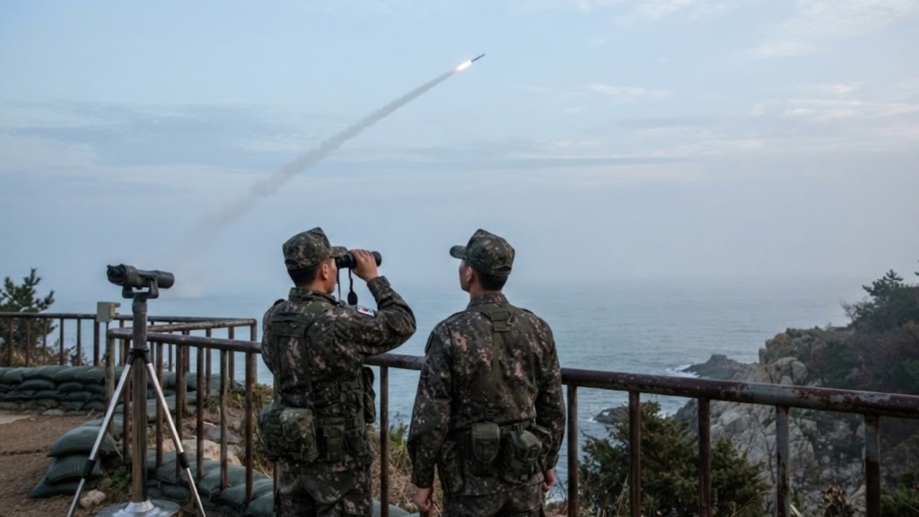 North Korea ballistic missile launch toward the East Sea as South Korean officials respond