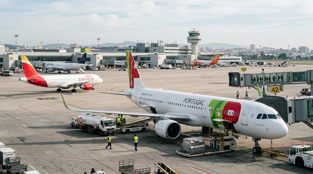 Aircraft at an airport illustrating the Lufthansa deal for the TAP Air Portugal stake