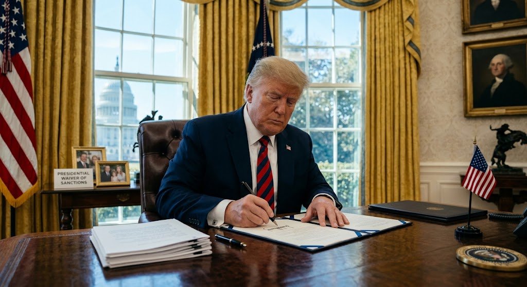 Illustration: Trump waives Russia sanctions under the Graham Act