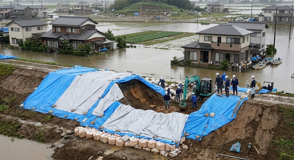 yphoon Dujuan aftermath: flooded streets and homes in Chiba Prefecture