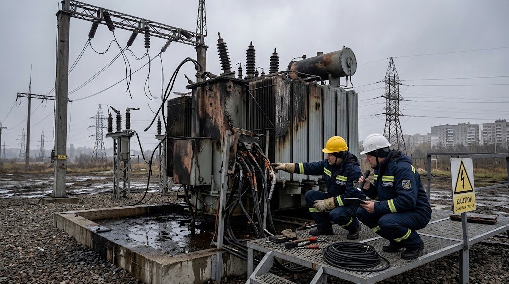 Illustration of an electricity grid during a power outage